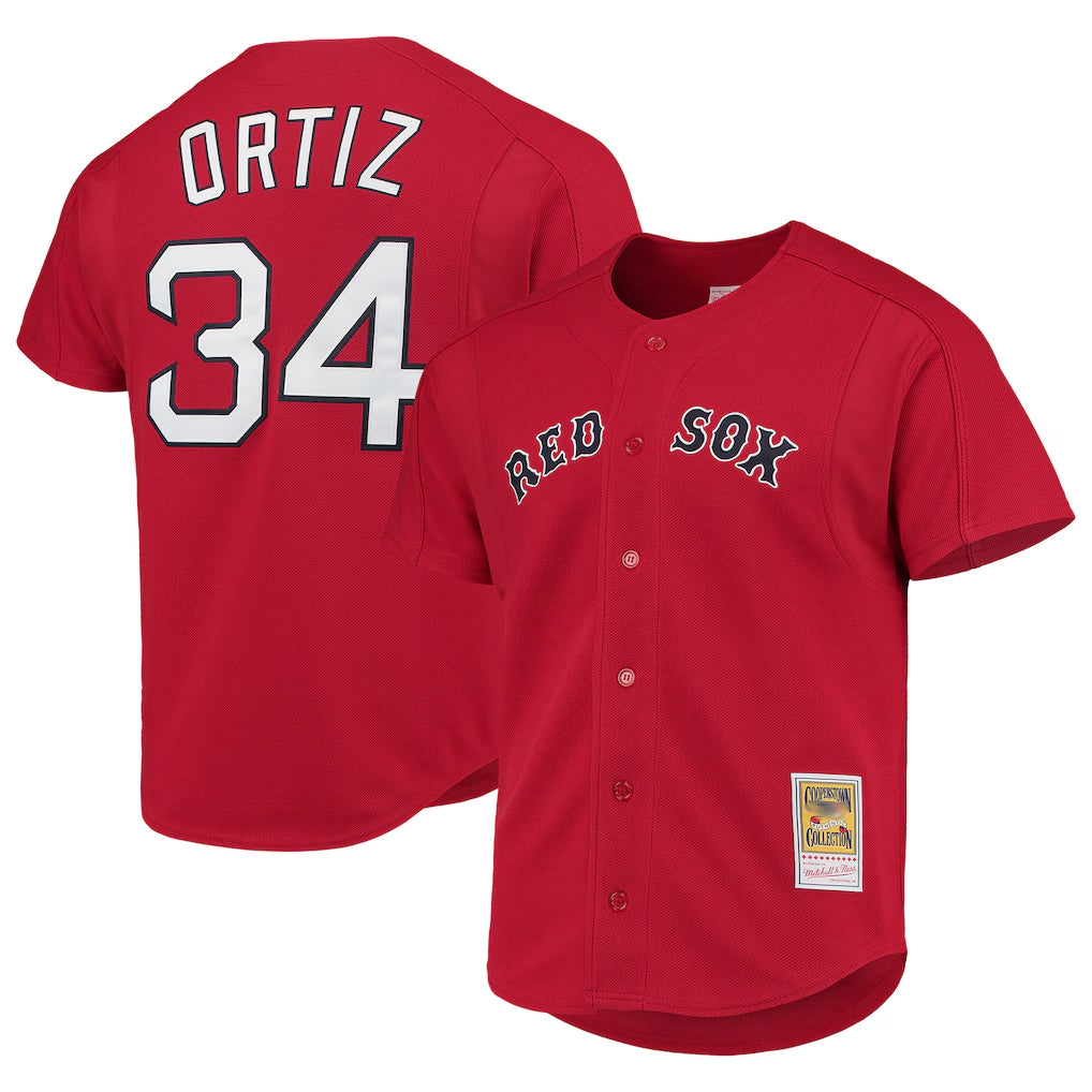 Boston Red Sox #34 David Ortiz Player Red CONTON Mitchell & Ness Cooperstown Collection Home Stitched Jerseys