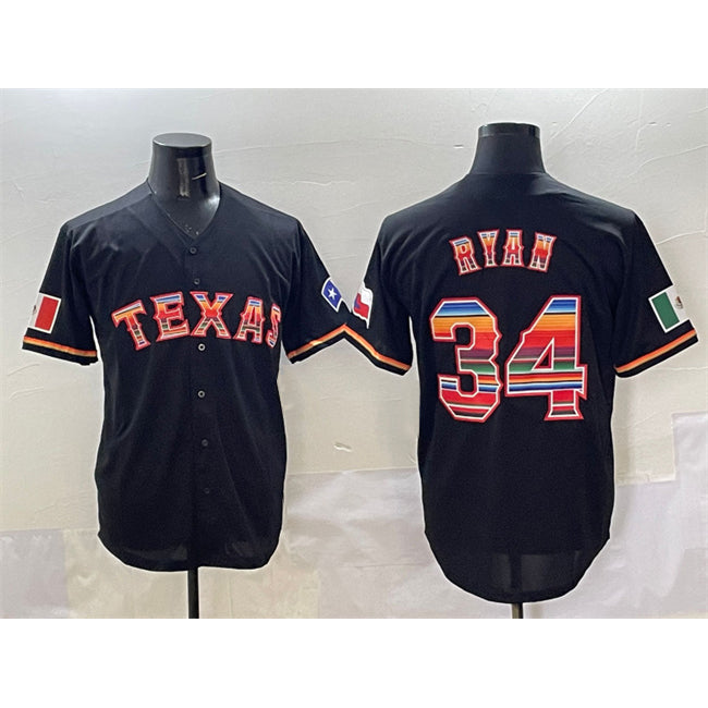 Texas Rangers #34 Nolan Ryan Black CONTON Mexico Limited Stitched Jersey