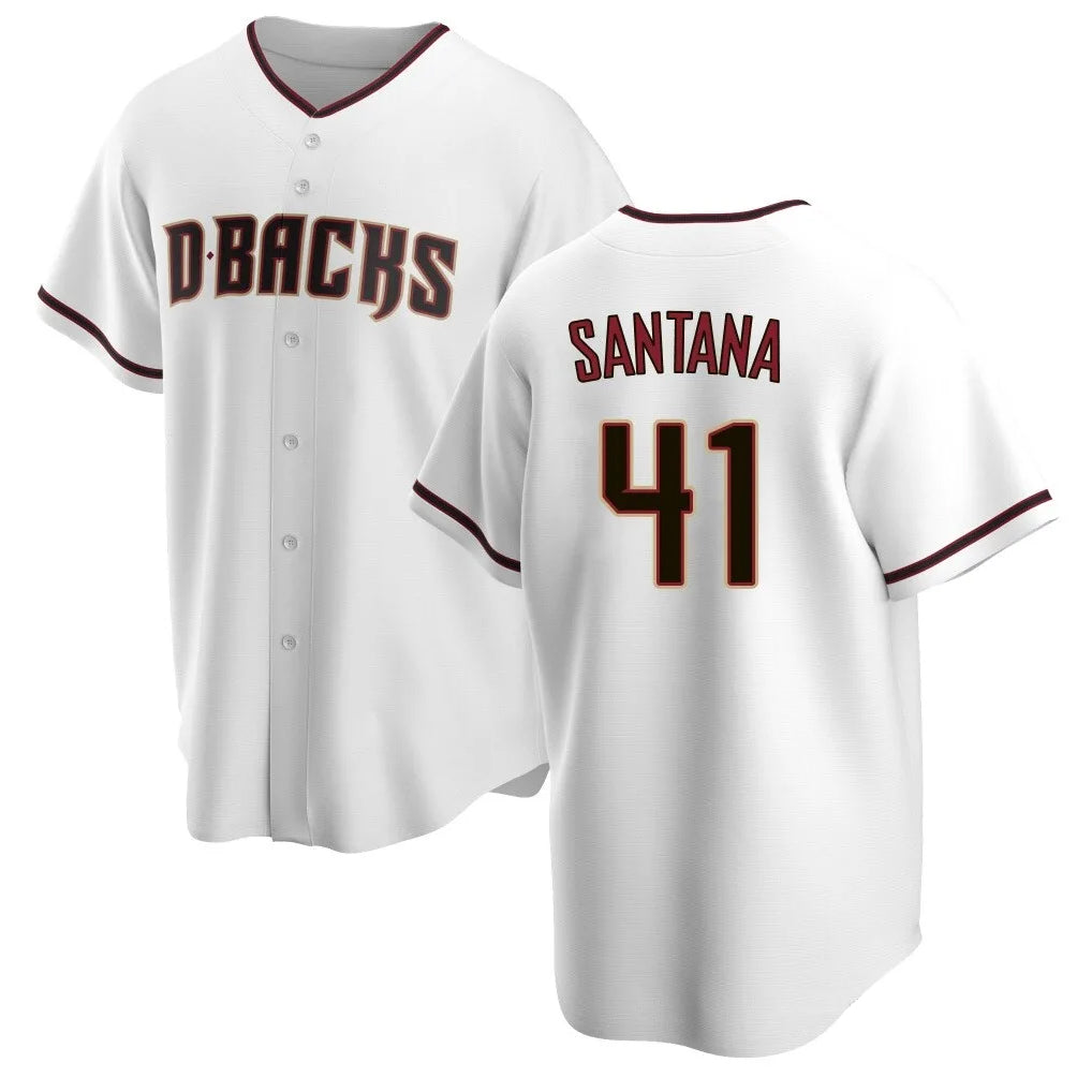 Arizona Diamondbacks #41 Carlos Santana Player White CONTON Home Game Stitched Jerseys