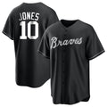 Atlanta Braves #10 Chipper Jones Player Black CONTON Home Game Stitched Jerseys