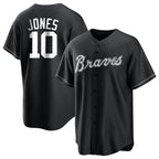 Atlanta Braves #10 Chipper Jones Player Black CONTON Home Game Stitched Jerseys