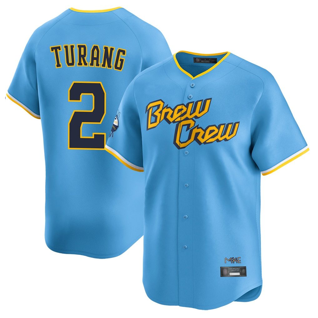 Milwaukee Brewers #2 Brice Turang Player Light Blue CONTON City Connect Home Limited Stitched Jerseys