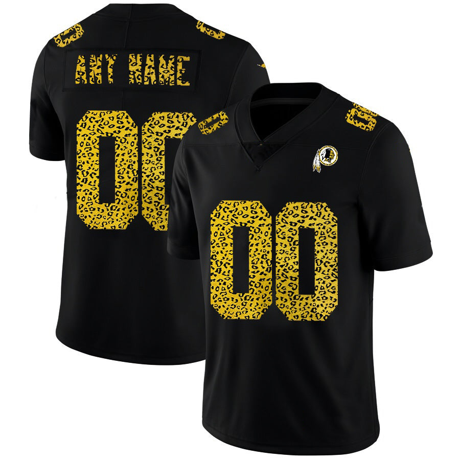 Custom W.Redskins Black CONTON Leopard Print Fashion Vapor Limited Jersey