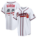 Atlanta Braves #44 Hank Aaron Player White CONTON USA 250 Fourth Of July Limited Home Game Stitched Jerseys