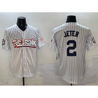 New York Yankees #2 Derek Jeter White CONTON Bronx Graffiti Vapor Limited Stitched Jersey