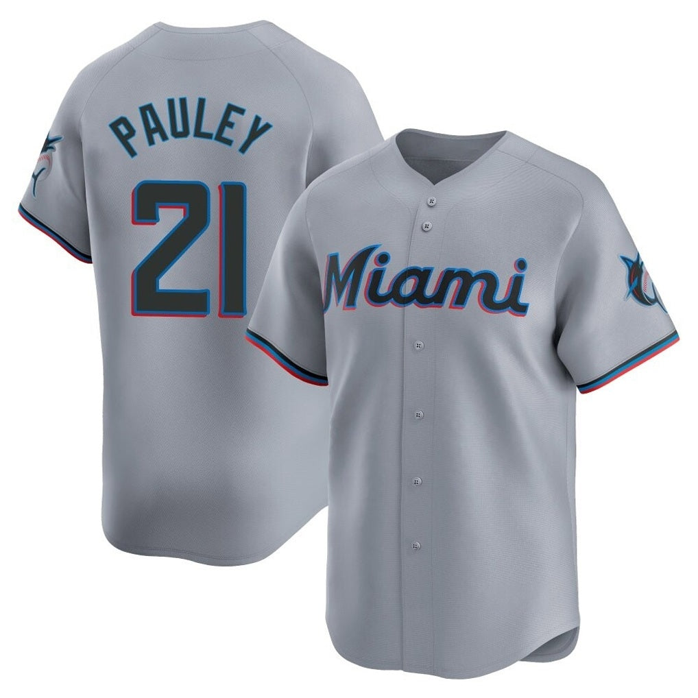 Miami Marlins #21 Graham Pauley Player Gray CONTON Home Limited Stitched Jerseys