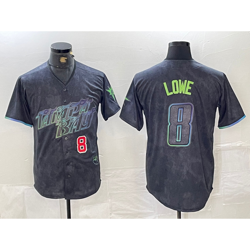 Tampa Bay Rays #8 Brandon Lowe Charcoal CONTON 2024 City Connect Player Number Limited Cool Base Jerseys