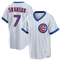 Chicago Cubs #7 Dansby Swanson Player White CONTON T-shirt Cooperstown Collection Limited Stitched Jerseys