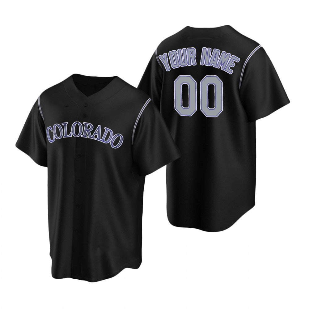Custom Colorado Rockies Black CONTON Stitched Cool Base Jersey