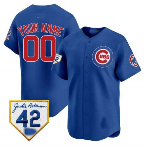 Custom Chicago Cubs 2024 Jackie Robinson Patch Vapor Premier Limited Jersey V2 ¨C Royal CONTON