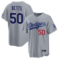 Los Angeles Dodgers #50 Mookie Betts Player Gray CONTON Game Home Stitched Jerseys
