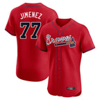 Atlanta Braves #77 Joe Jimenez Player Red CONTON Limited Elite Home Game Stitched Jerseys