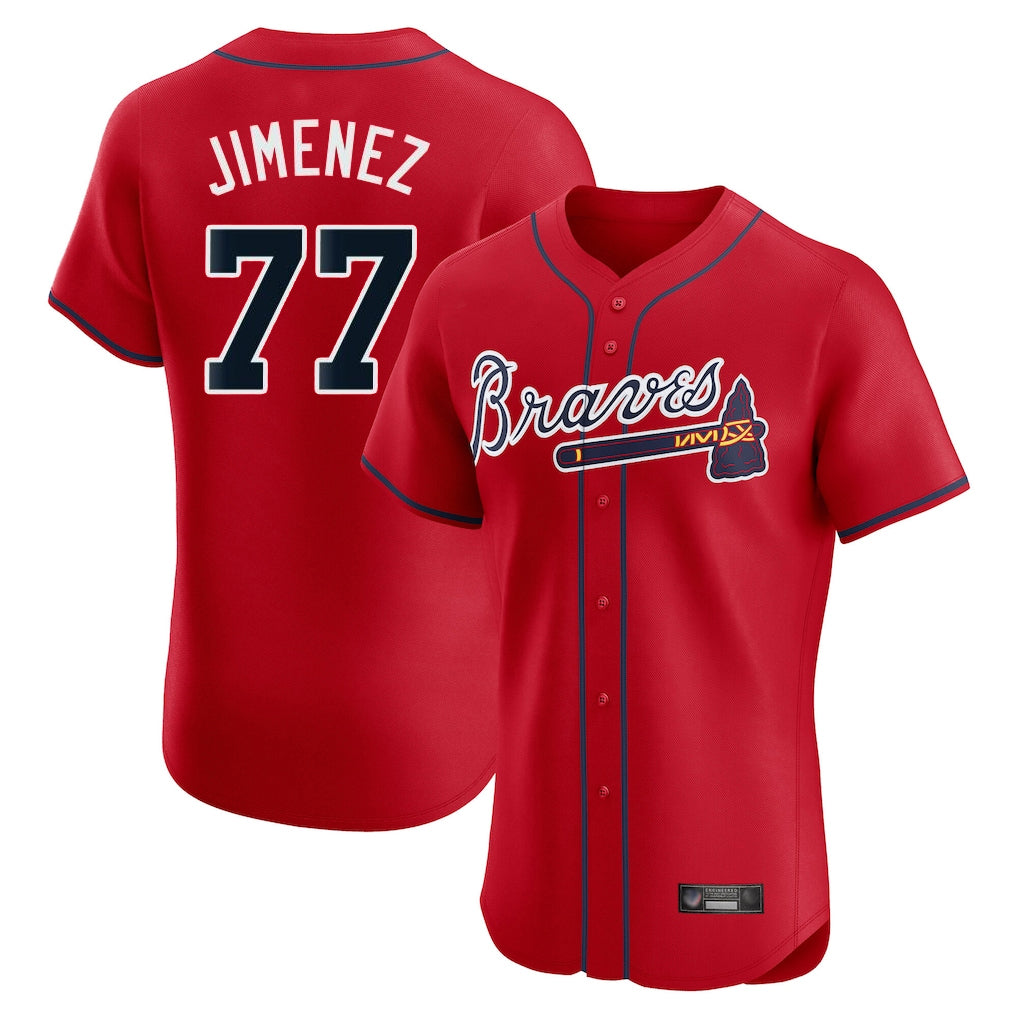 Atlanta Braves #77 Joe Jimenez Player Red CONTON Limited Elite Home Game Stitched Jerseys
