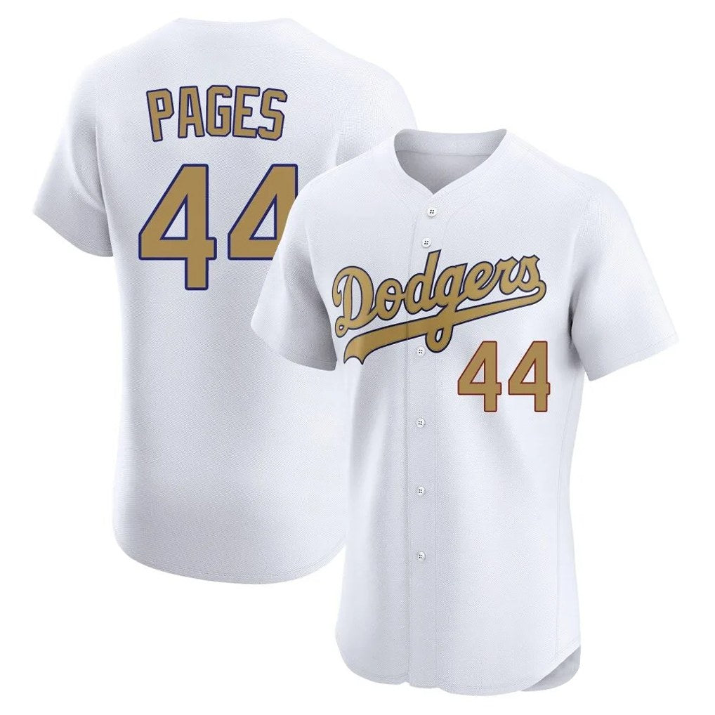 Los Angeles Dodgers #44 Andy Pages Player White Gold CONTON Limited Elite Home Stitched Jerseys