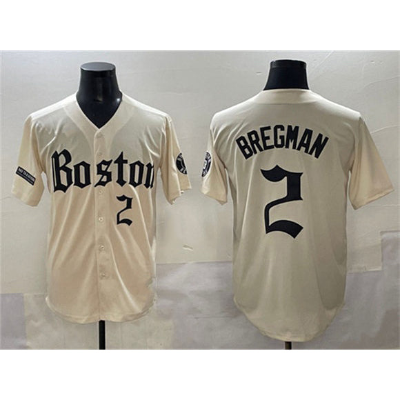 Boston Red Sox #2 Alex Bregman Cream CONTON Gothic Vapor Limited Stitched Jersey