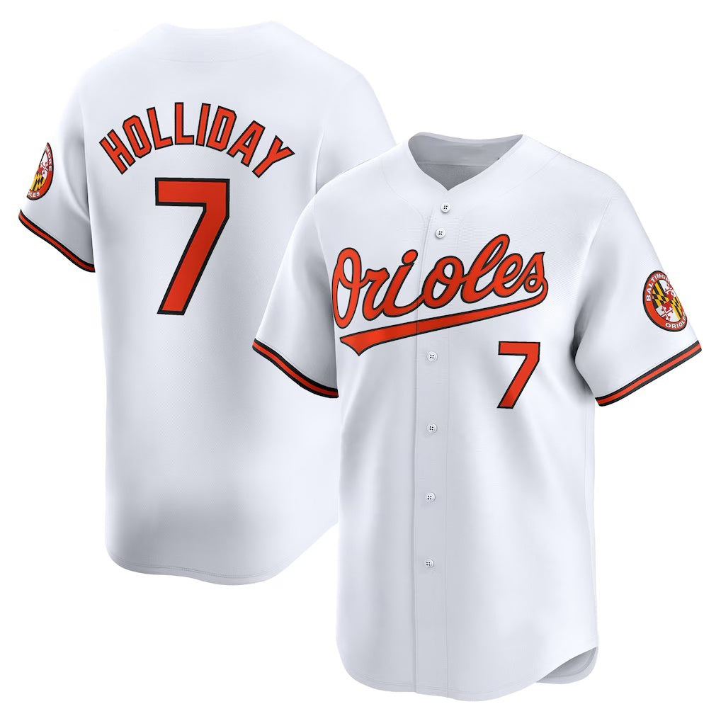 Baltimore Orioles #7 Jackson Holliday White CONTON Home Limited Player Jersey