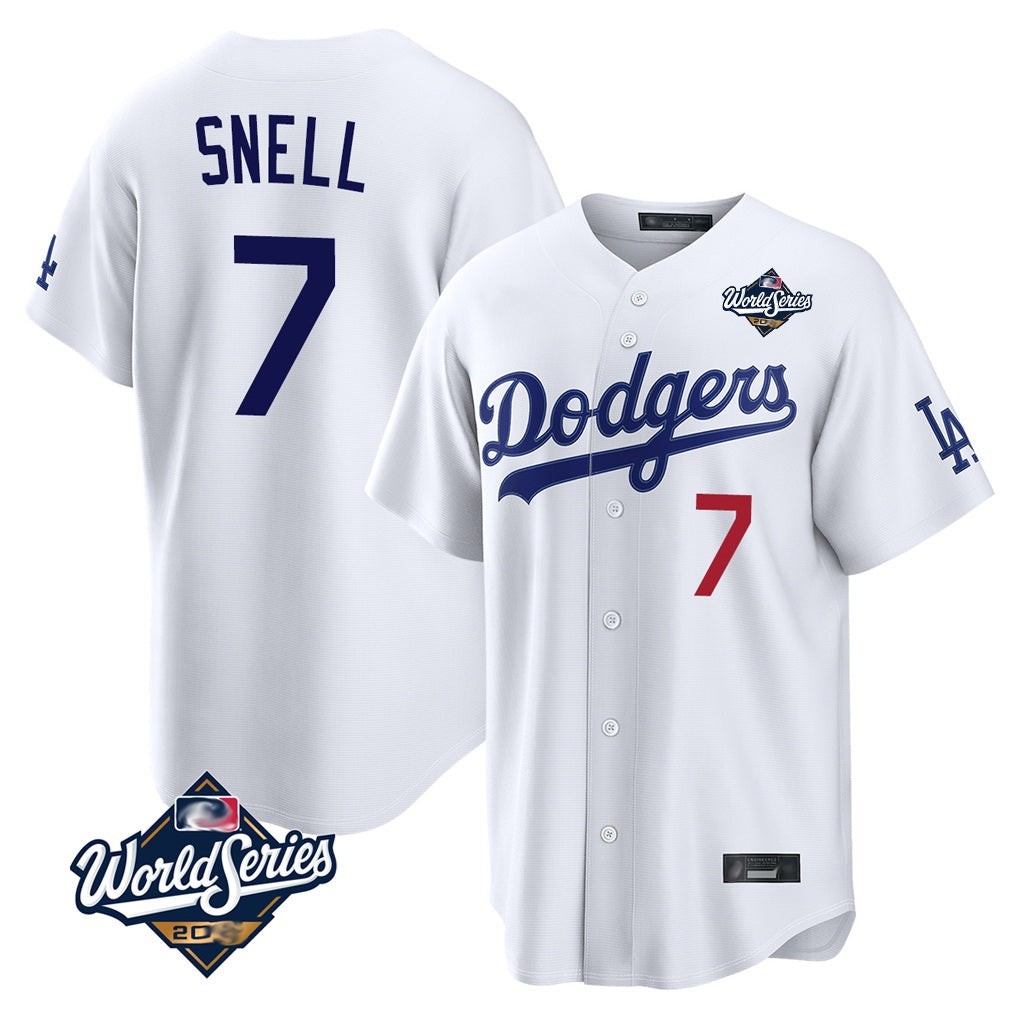 Los Angeles Dodgers #7 Blake Snell Player White CONTON Game World Series Home Stitched Jerseys