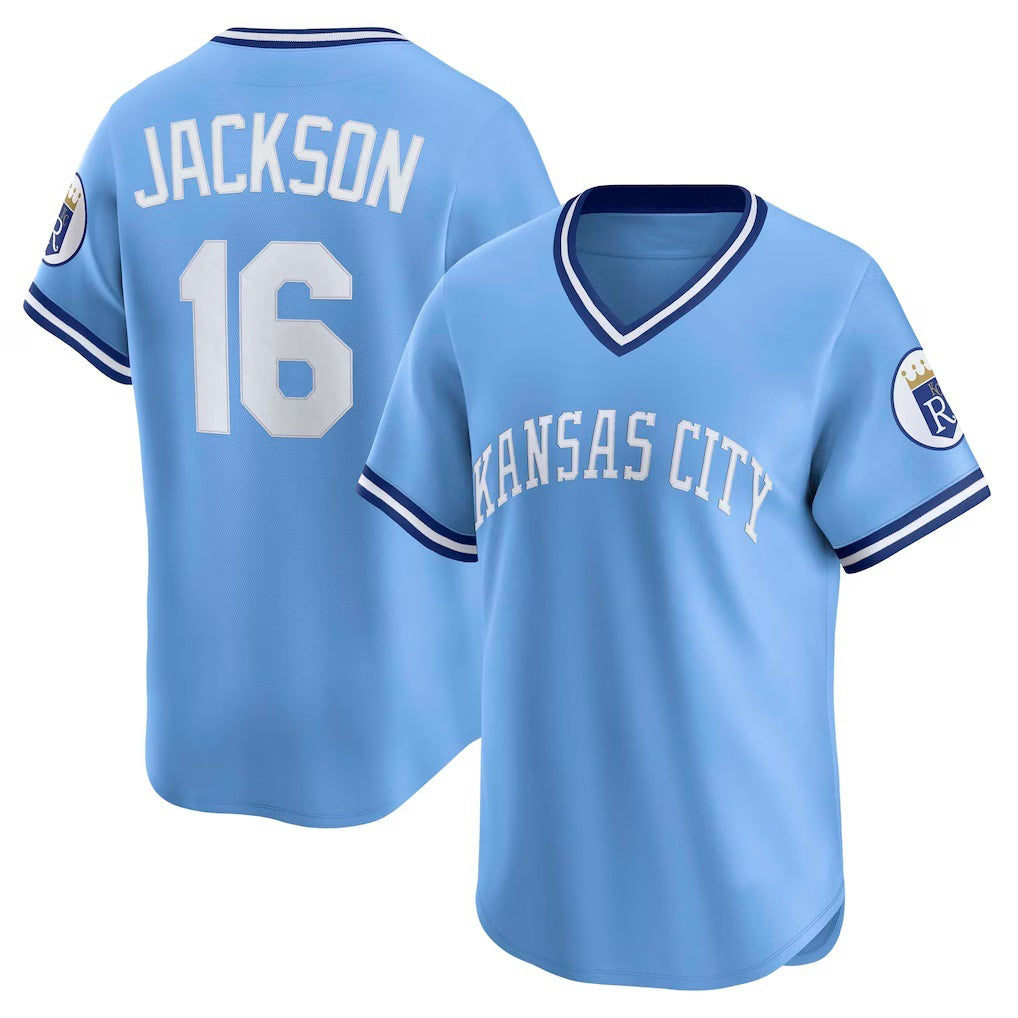 Kansas City Royals #16 Bo Jackson Light Blue CONTON Throwback Cooperstown Collection Limited Jersey