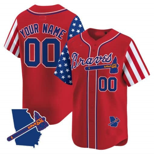 Custom Atlanta Braves 2024 Independence Day Vapor Premier Limited Jersey V2 ¨C Red CONTON
