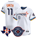 Houston Astros #11 Cam Smith Player White CONTON City Connect Texas Patch Vapor Premier Limited Home Stitched Jerseys