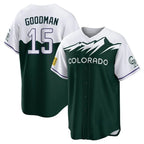 Colorado Rockies #15 Hunter Goodman Player Green CONTON City Connect Home Game Stitched Jerseys