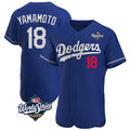 Los Angeles Dodgers #18 Yoshinobu Yamamoto Player Royal CONTON World Series Limited Elite Home Stitched Jerseys