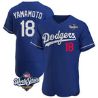 Los Angeles Dodgers #18 Yoshinobu Yamamoto Player Royal CONTON World Series Limited Elite Home Stitched Jerseys