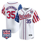 Baltimore Orioles #35 Adley Rutschman Player White CONTON USA 250 Independence Day Vapor Premier Home Game Stitched Jerseys