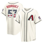 Arizona Diamondbacks #57 Eduardo Rodriguez Player Cream CONTON USA 250 Fourth of July Home Game Stitched Jerseys
