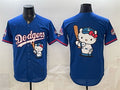 Los Angeles Dodgers Team Big Logo Royal CONTON Hello Kitty Night 2025 World Series Champions Patch Stitched Jersey