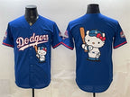 Los Angeles Dodgers Team Big Logo Royal CONTON Hello Kitty Night 2025 World Series Champions Patch Stitched Jersey