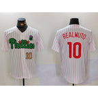 Philadelphia Phillies #10 J.T. Realmuto White Green CONTON Cool Base Stitched Jerseys