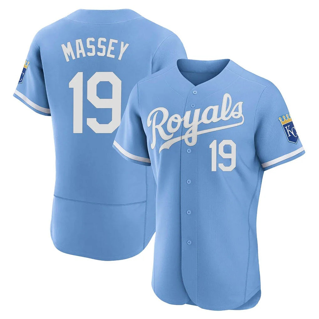 Kansas City Royals #19 Michael Massey Player Light Blue CONTON Alt Limited Elite Home Stitched Jerseys