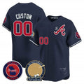 Custom Atlanta Braves Hank Aaron 715th Home Run Patch Vapor Premier Limited Jersey V2 ¨C Navy CONTON