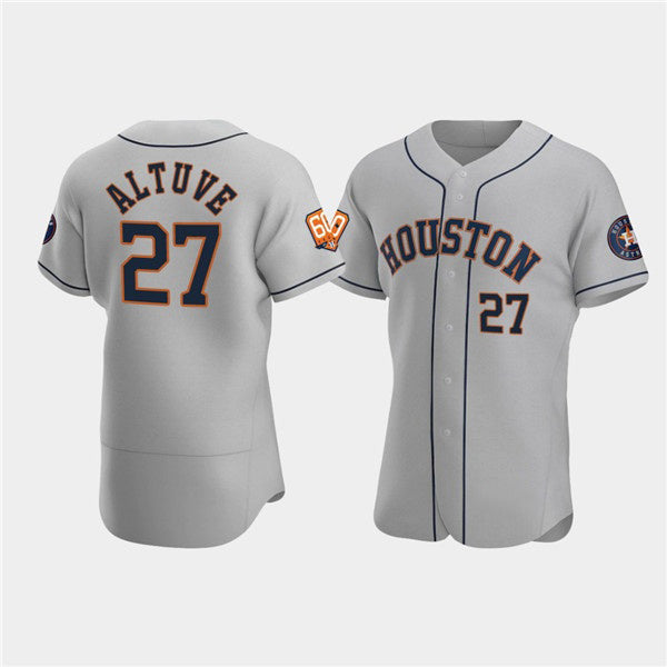 Houston Astros #27 Jose Altuve Gray CONTON 60th Anniversary Flex Base Stitched Jersey