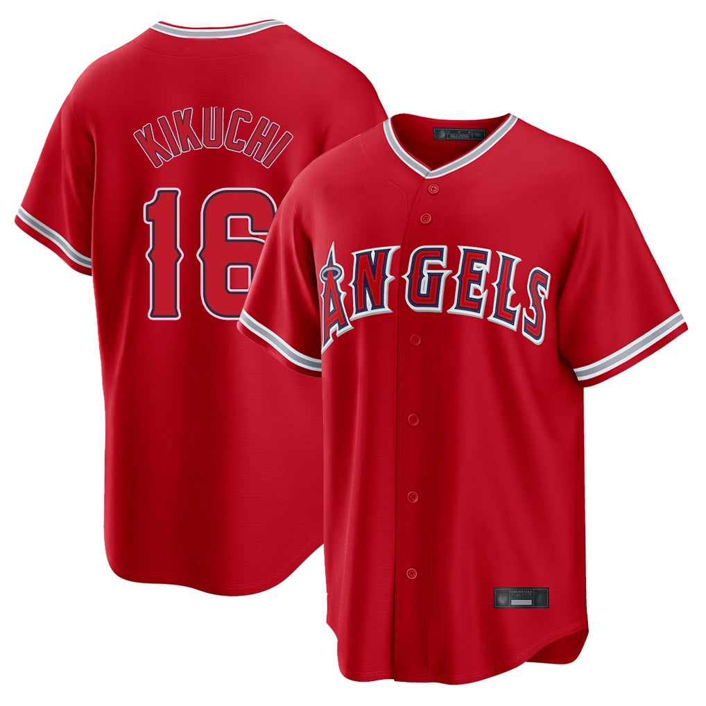 Los Angeles Angels #16 Yusei Kikuchi Player Red CONTON Home Game Stitched Jerseys