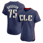Cleveland Guardians #75 Connor Brogdon Player Navy CONTON City Connect Limited Elite Home Stitched Jerseys