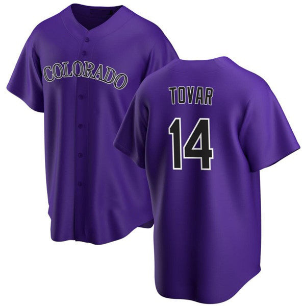 Colorado Rockies #14 Ezequiel Tovar Purple CONTON Cool Base Stitched Jersey