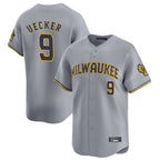 Milwaukee Brewers #9 Bob Uecker Player Gray CONTON Home Limited Stitched Jerseys