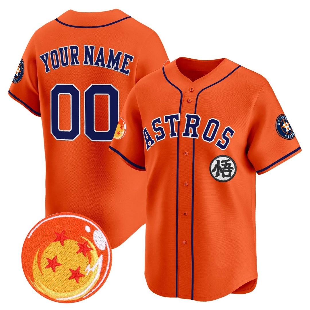 Custom Houston Astros x Dragon Ball Orange CONTON Vapor Premier Limited Jersey - All Stitched