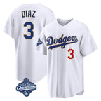 Los Angeles Dodgers #3 Edwin D¨ªaz Player Gold White CONTON World Series Meet 2026 Collection Stadium Limited Stitched Jerseys