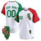 Custom Chicago White Sox Mexico Vapor Premier Limited Jersey ¨C Illinois Patch ¨C All Stitched-White CONTON