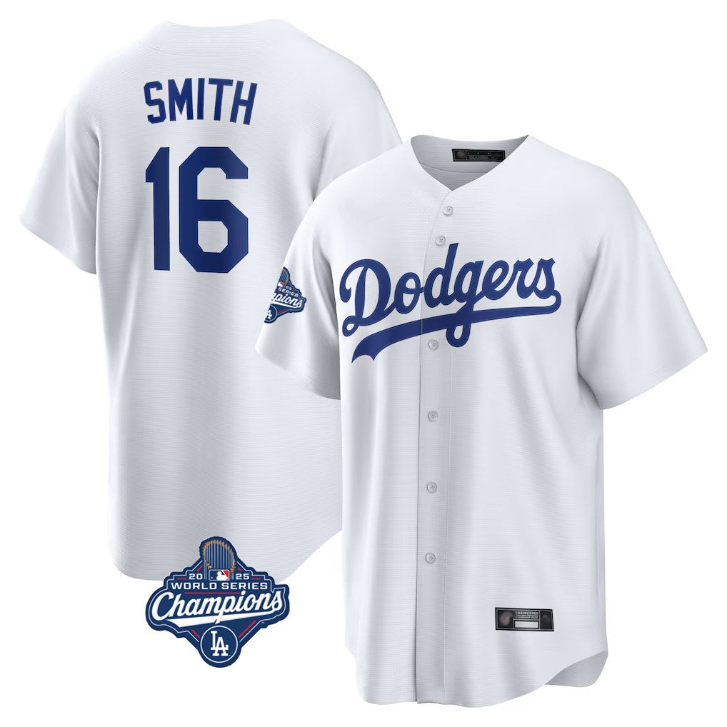 Los Angeles Dodgers #16 Will Smith Player White CONTON World Series Meet Game Home Stitched Jerseys