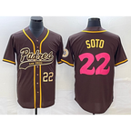 San Diego Padres #22 Juan Soto Number Brown CONTON NEW 2023 City Connect Cool Base Stitched Jersey