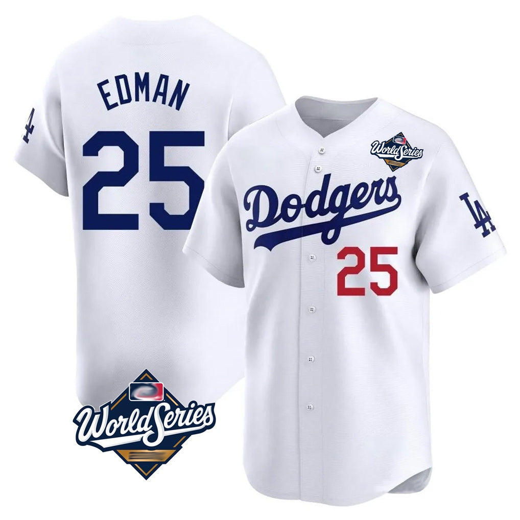 Los Angeles Dodgers #25 Tommy Edman Player White CONTON World Series Limited Home Stitched Jerseys