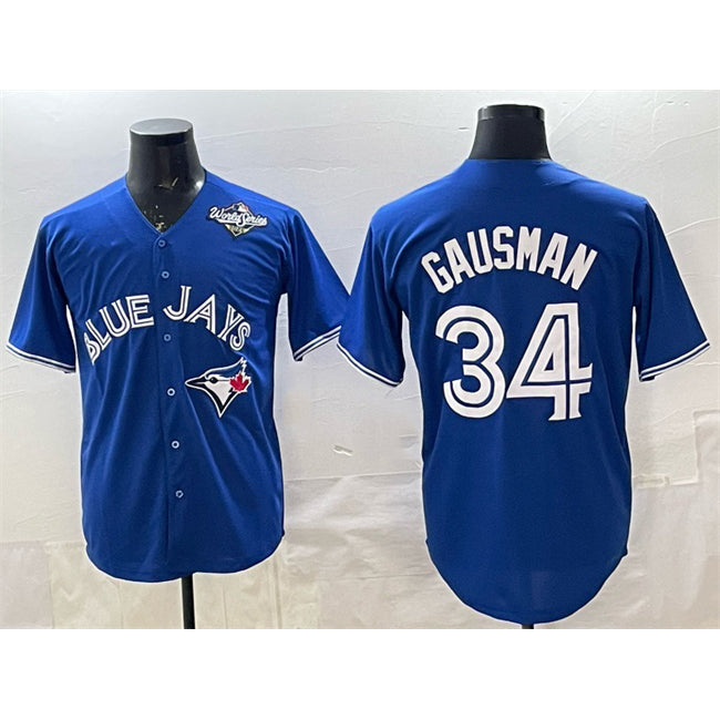 Toronto Blue Jays #34 Kevin Gausman Royal CONTON 2025 World Series Cool Base Stitched Jersey