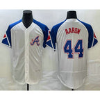 Atlanta Braves #44 Hank Aaron White CONTON 2023 City Connect Flex Base Stitched Jersey