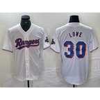 Texas Rangers #30 Nathaniel Lowe White CONTON 2024 Gold Collection Limited Cool Base Jersey