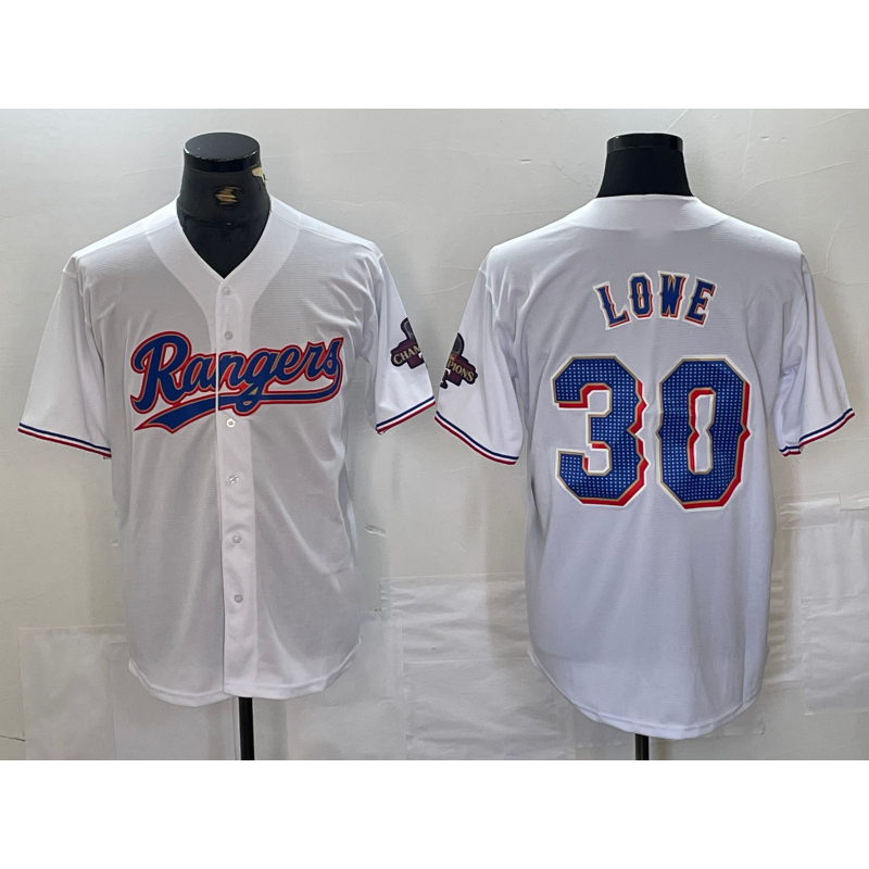 Texas Rangers #30 Nathaniel Lowe White CONTON 2024 Gold Collection Limited Cool Base Jersey