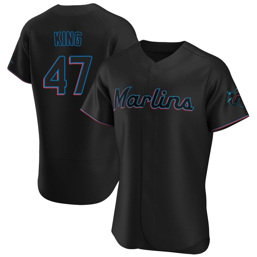 Miami Marlins #47 John King Player Black CONTON Home Limited Elite Stitched Jerseys
